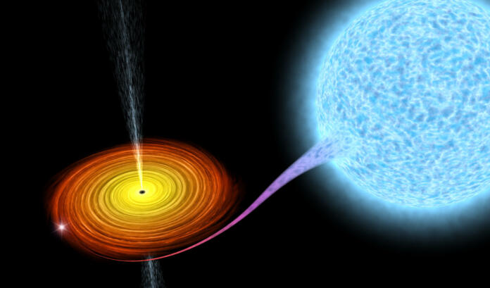 Black hole absorbs star, Astronomically accurate 3D illustration