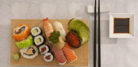 sushi, plateau, food