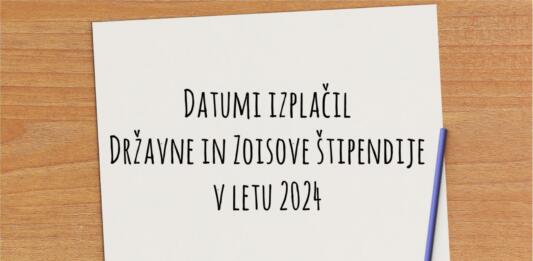 Izplačila državne in zoisove štipendije v letu 2024