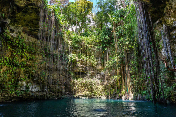 Ik Kil cenote is Archeological Park near Chichen Itza, Yucatan, Mexico. Nobody