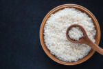 Rice on the dark background. Healthy eating and lifestyle.