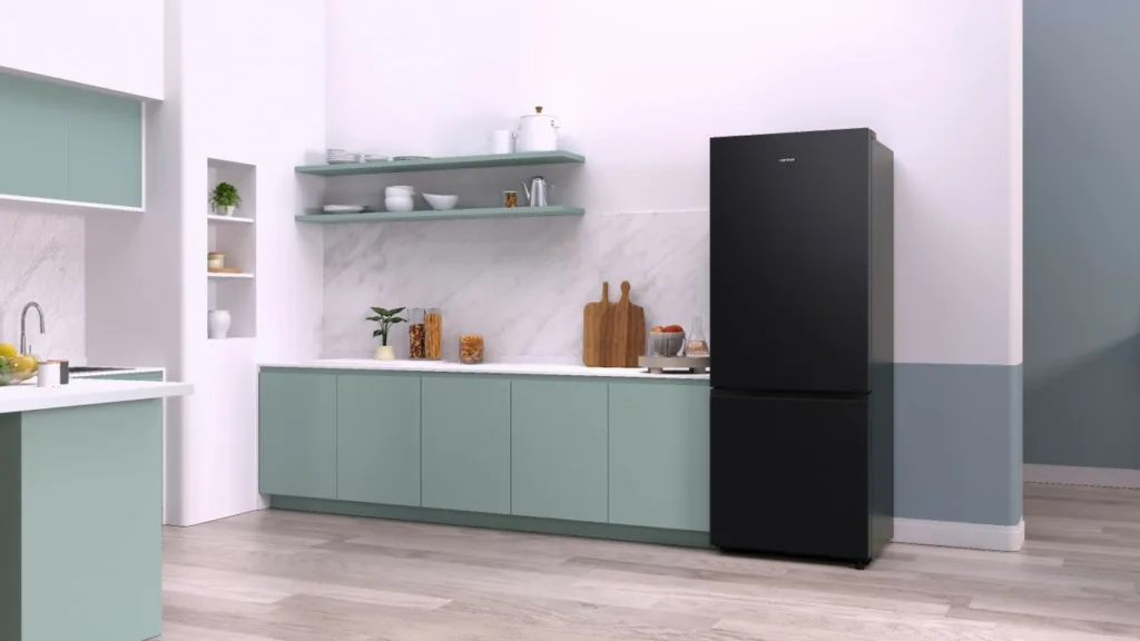 Extra Wide Bottom Mount Freezer offers sleek design