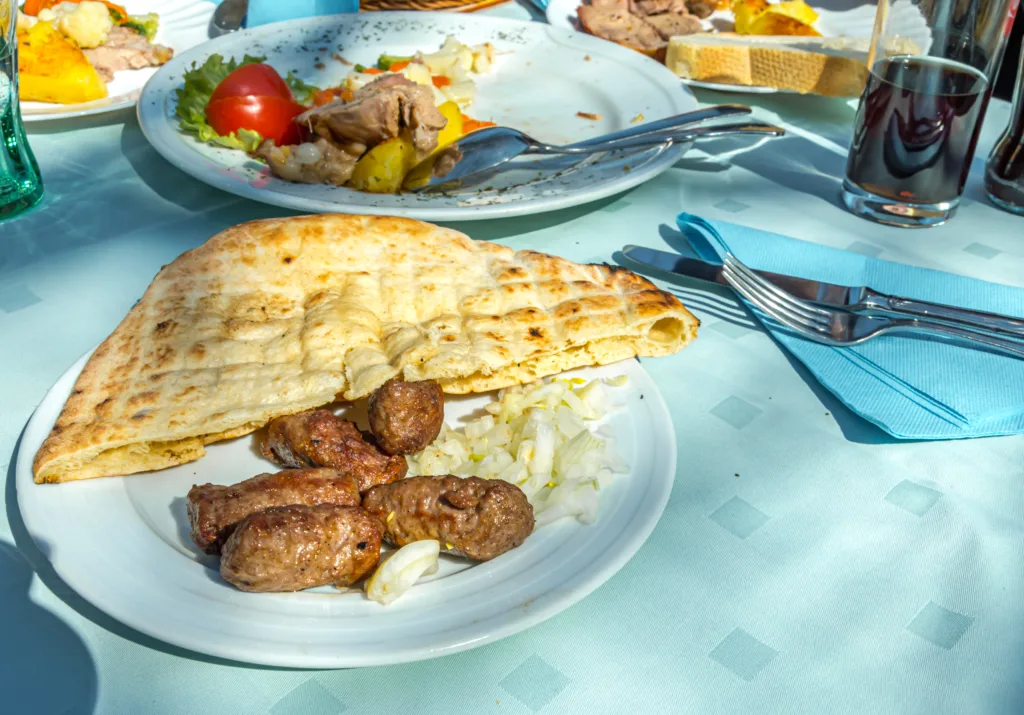 Cevap with somun is traditional Bosnian food