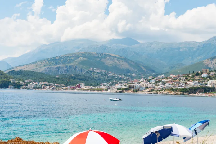 Coast of Himare on the Albanian Riviera on a sunny summer day