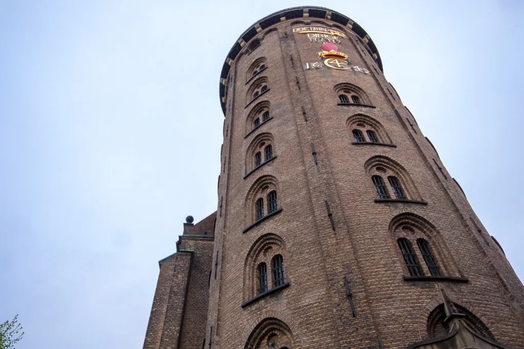 Copenhagen, Denmark - May 04, 2019: Rundetaarn or Round Tower 17th-century. Used as an observation tower and astronomical observatory in Copenhagen