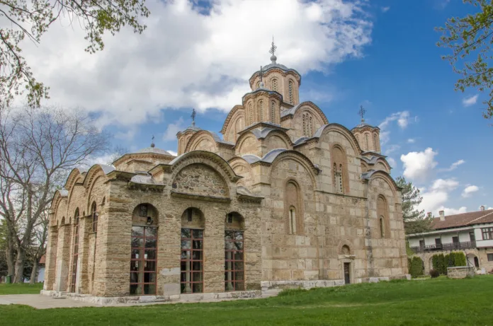 Gračanica Monastery is a Serbian Orthodox monastery located in Kosovo. It was built by the Serbian king Stefan Milutin in 1321 on the ruins of a 6th-century basilica.