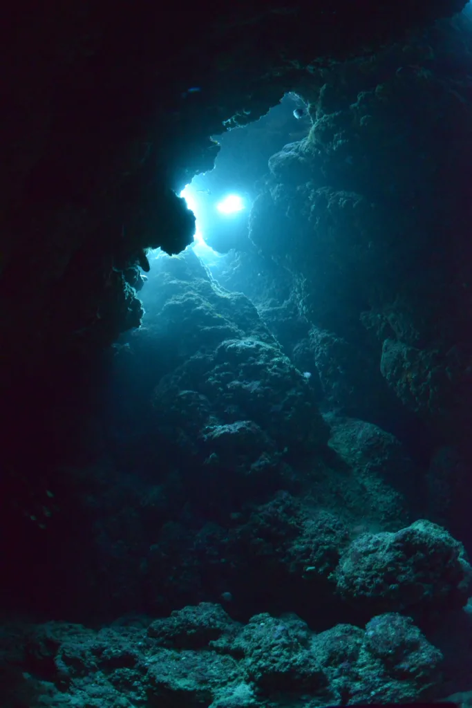 Sunbeam into the dark cave.Sunbeam into the dark cave.Miyakojima-island,Okinawa,Japan.