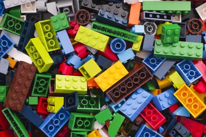 Tambov, Russian Federation - March 24, 2015: Heap of multicolor Lego Blocks. Studio shot.