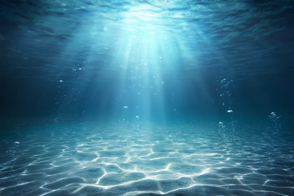 Under water Ocean - Seabed With Sunbeam