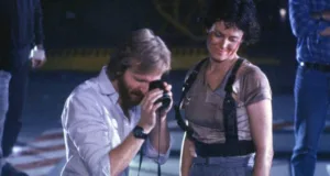 James Cameron in Sigourney Weaver med snemanjem filma