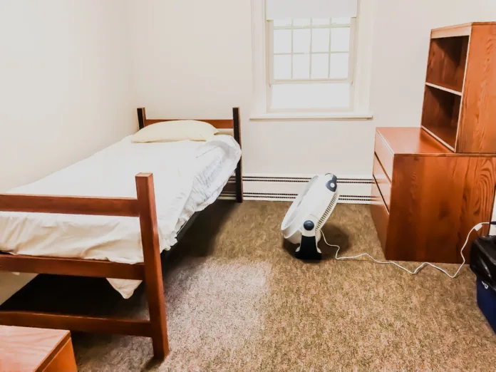 Basic white box dormitory room.