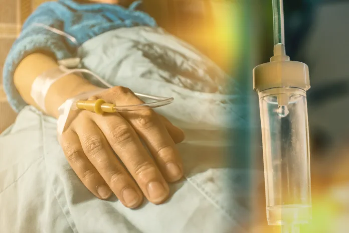 Cancer patient and perfusion drip concept  cancer treatment