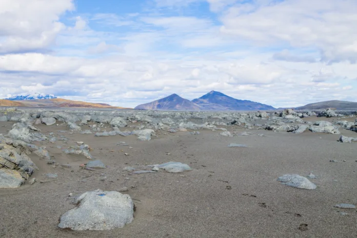 Desolate landscape along central highlands of Iceland. Iceland panorama. Route F907