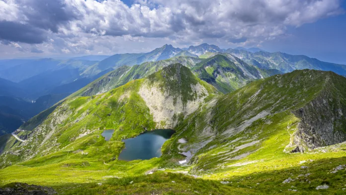 The Capra Lake. Summer landscape of the Fagaras Mountains, Romania. A view from the hiking trail near the Balea Lake and the Transfagarasan Road.