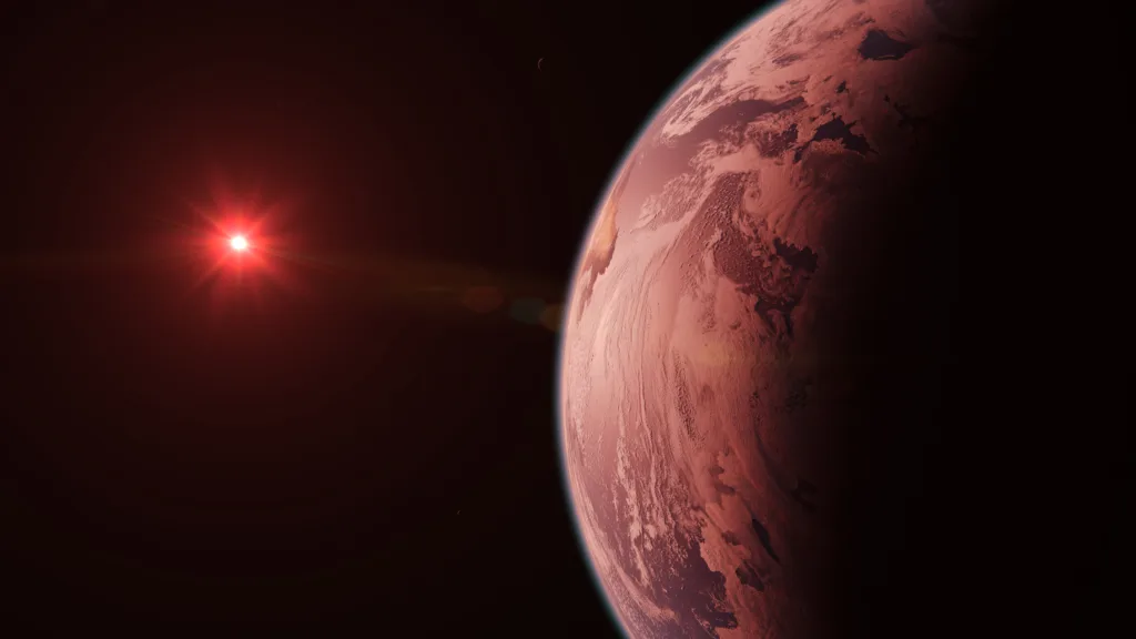 TRAPPIST-1D is a small exoplanet orbiting a cooling Red Dwarf Star.