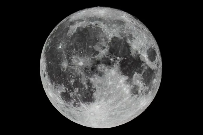 Full moon background isolated on black