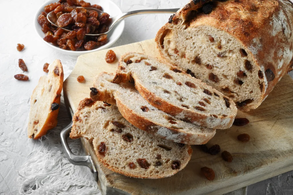 Long-rising bread, close-up.