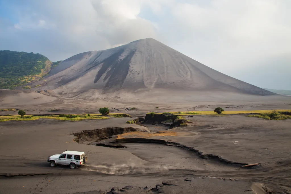 The eruption of the volcano Yasur on Tanna Island, Vanuatu