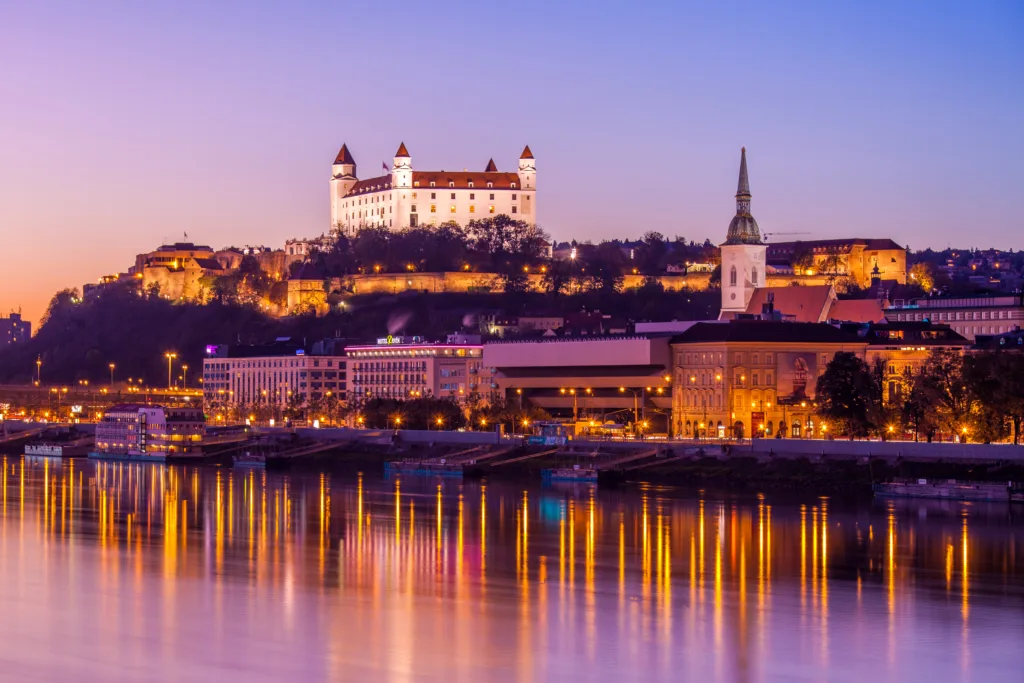 Beautiful night shot of Bratislava city, Slovakia