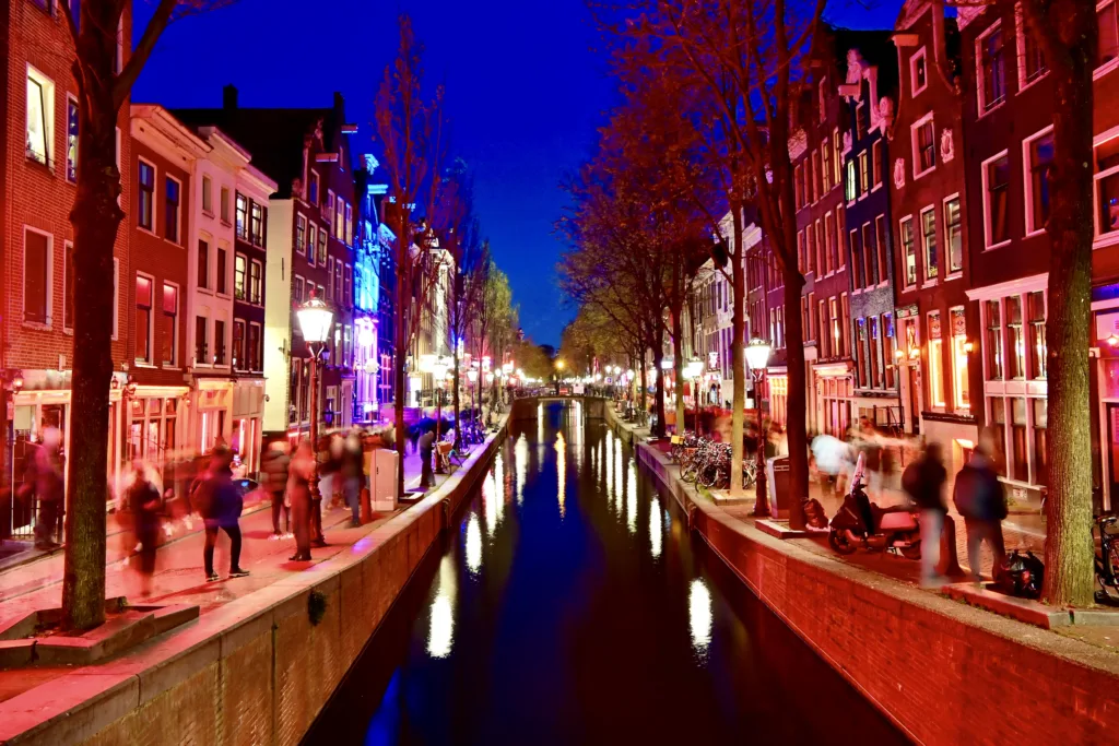 Red light district Amsterdam at night