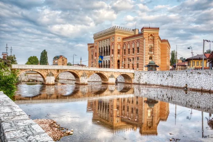 Sarajevo City Hall, known as Vijećnica, is located in the city of Sarajevo. It was designed in 1891 by the Czech architect Karel Pařík.