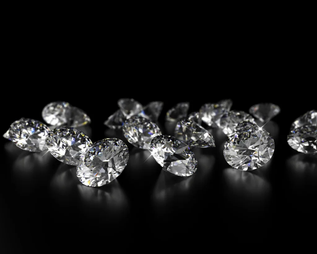 Sparkling diamonds on black background