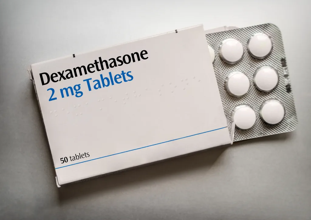 Box of Dexamethasone Tablets (artistic rendering)