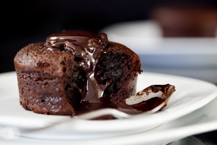 Close up Photograph of a chocolate souffle