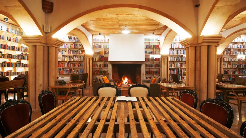 Hotel dining room library