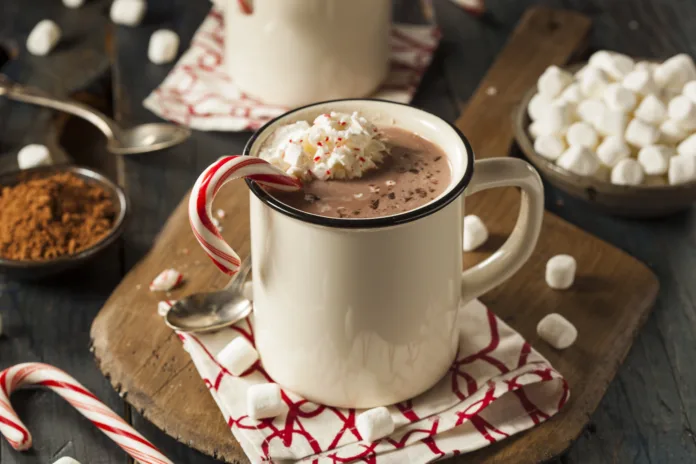 Homemade Peppermint Hot Chocolate with Whipped Cream